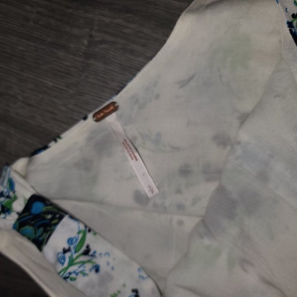 Free People size S Floral Linen Ruffle Flare Mini All Mine Dress One Shoulder - Picture 4 of 6